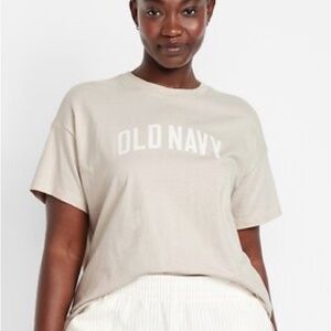 Old Navy Women's Short-Sleeve Vintage Logo Tee in Light Beige
